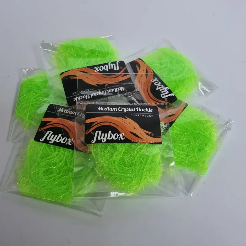 Flybox Medium Crystal Hackle in Chartreuse-1